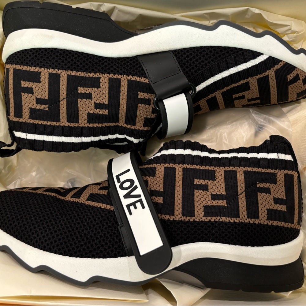 Stretch Yarn FF Stiff Band Rockoko Sneakers 37 Black White Tobacco